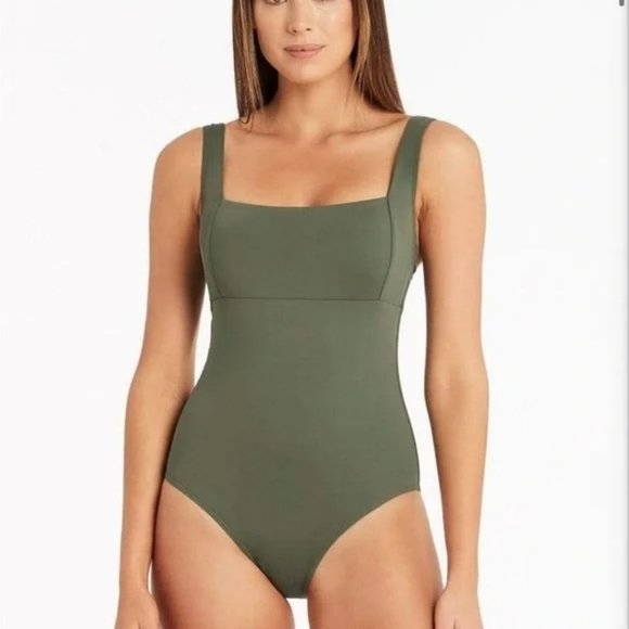 Sea Level Square Neck One-Piece Swimsuit, Size 4 - Picture 1 of 6